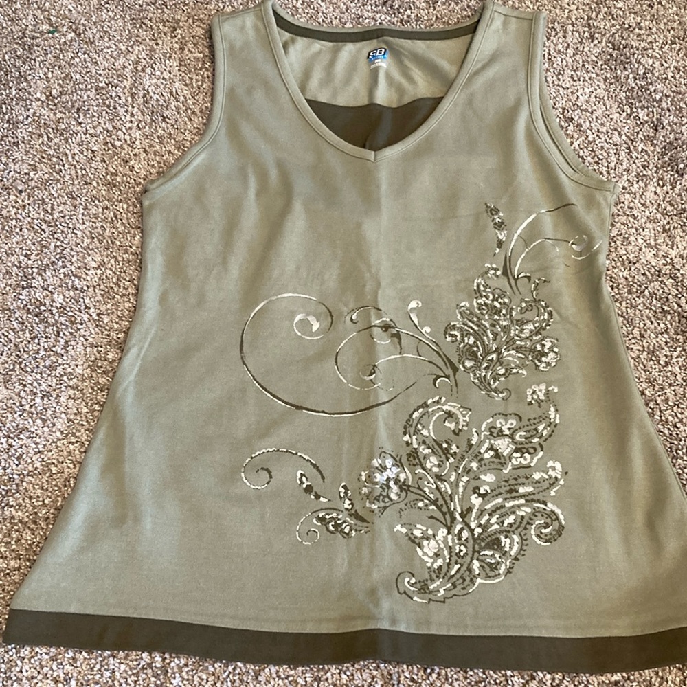 SB active green tank with built in bra, size medium